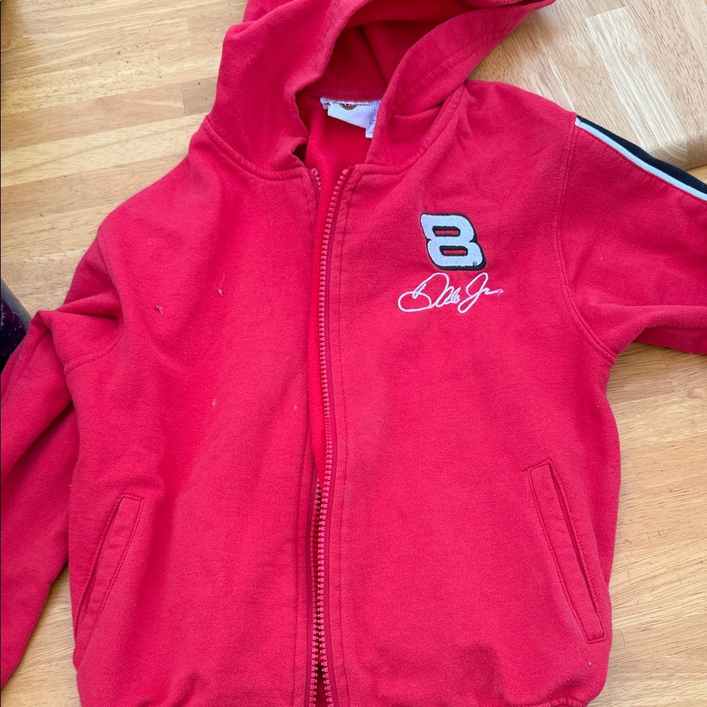 Winner Circle Kids Hoodie Number 8 Dale Jr. with visible wear and tear.
